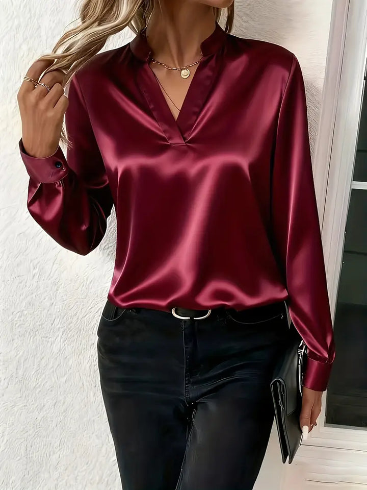 Celeste & Co | BLOUSE SATINÉE COL V POUR FEMMES