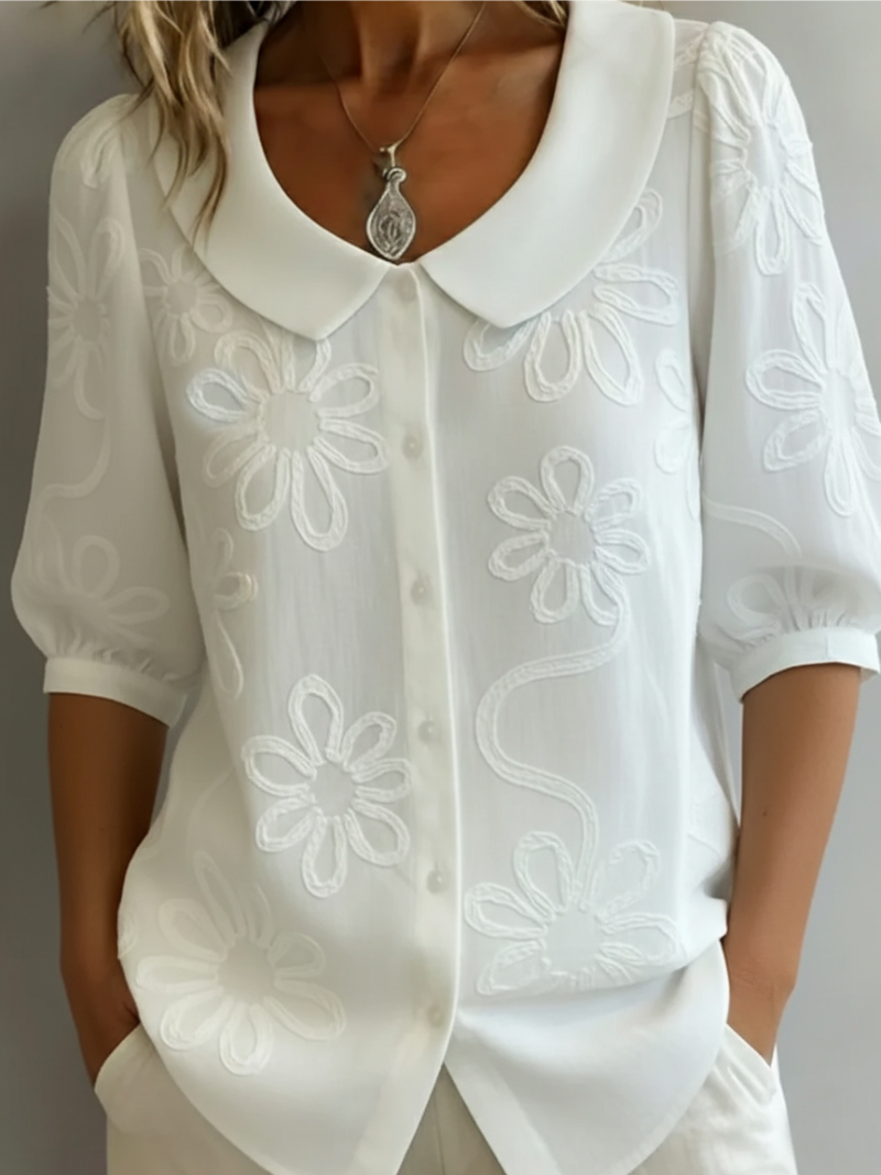 Céleste & Co | BLOUSE FLORALE COL ROND POUR FEMMES