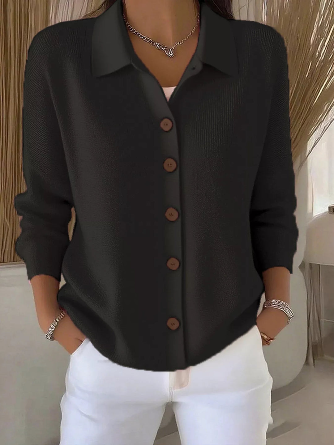 Mila™ – Cardigan doux en maille fine à col classique