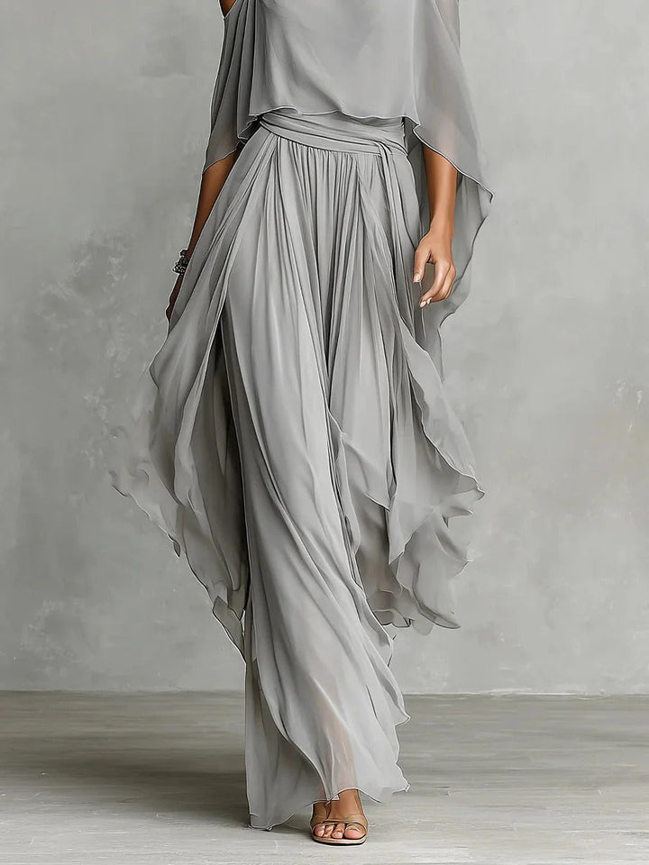 Élise | Ensemble fluide gris avec top à bretelles et pantalon léger
